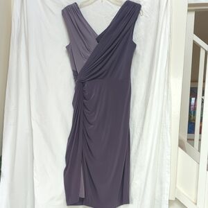 Adrianna Papell two-tone gray draped dress